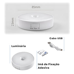 Luz Noturna LED com Sensor de Movimento e Base Magnética